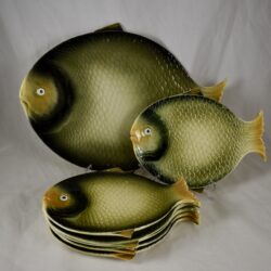 Nove Italy Mid-Century Majolica Fish Service, set/7